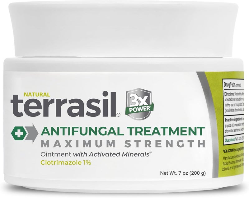 Terrasil كريم كلوتريمازول المضاد للفطريات، تخفيف لعدوى الخميرة الفطرية، حكة الفخذ، قدم الرياضي، السعفة للرجال والنساء، علاج مثبت سريرياً لفطريات الجلد. مؤهل لـ FSA-HSA (7 أونصات) - Image 1